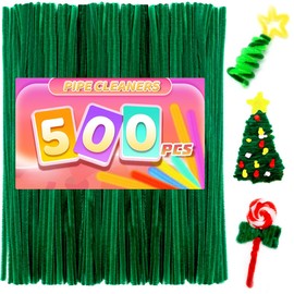 Praisebank 500pcs Christmas Green Pipe Cleaners, Pipe Cleaners, Pipe Cleaners for Crafts.
