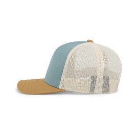 Pacific Headwear Snapback Trucker: Stylish Unisex Cap for All-Day Comfort, Smoke Blue/Beige/Amber Gold OS