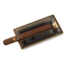 Winston's the Churchill Antique Bronze Cigar Ashtray, Durable with Cigar Holder