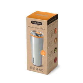 Black+Blum - Insulated Tumbler - 18/8 Stainless Steel Vacuum Insulated Travel Tumbler with Leak Proof, Lockable Lid - Keeps Hot for 6hrs, Cold for 8hrs, Orange - 600ml