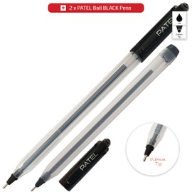 DOM A1 Deep Graphite Traditional Pencils Writing Pack (10 Pencils + Eraser + Sharpener + 2 x PATEL Black Ball Pens)