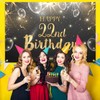 HAMIGAR 6x4ft Happy 22nd Birthday Giltter Shinning Banner Backdrop -