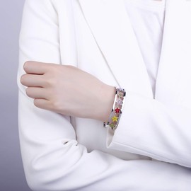 Ouran Star Bangle Bracelet for Women, Charm Rose Gold and Silver Plated Stainless Steel Cuff Wrist Bracelet with Crystal Best Gift for Friends