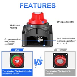 Slocable 600A High Current Battery Switch, 12-48V Waterproof Heavy Double Battery Master Cut Shut Off Isolator Switch for Car Vehicle RV and Marine Boat (On-Off for High Current)