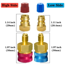 Saipor 2Pcs R1234YF Quick Couplers Kit, R1234yf to R134a Conversion Adapters High/Low Side Quick Coupler Adapter AC Hose Fitting Connectors for R1234yf Car Ac System Evacuation Recharging