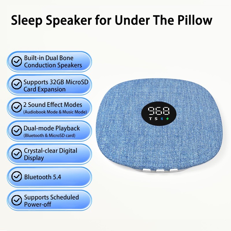 Upgraded Bluetooth Under Pillow Speaker - Ultra Thin Pillow Speakers