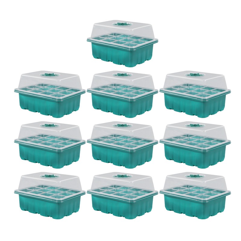 10Pcs Seedling Trays 12 Hole Transparent Adjustable Ventilated Seedling Starter