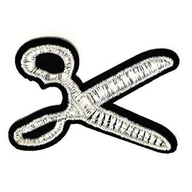 Nipitshop Patches Hairdressers Beauty Salon Silver Scissors in The Beautician Cartoon Kids Iron On Embroidered Applique Patch for Clothes Great as Happy Birthday Gift