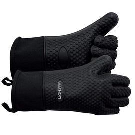 GEEKHOM Silicone Oven Gloves Heat Resistant BBQ Gloves with Cotton Lining for Kitchen Cooking, Baking & Grill Accessories, Waterproof Non-Slip Grill Mitts for Men Women, Dishwasher Safe