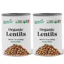 Food to Live Organic Canned Lentils, 14 oz (Pack of 2) – Unsalted, Non-GMO, Vegan. Ready to Eat. Perfect for Salads, Soups and Quick Meals. Wholesale