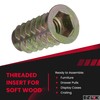 E-Z LOK Knife Threaded Insert for Soft Wood, Zinc Hex-Flanged