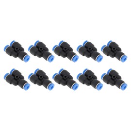 HOPESPANNER Push to Connect Air Fittings 5/32" Y Type Air Line Quick Connector Plastic 10 Pcs Blue Black