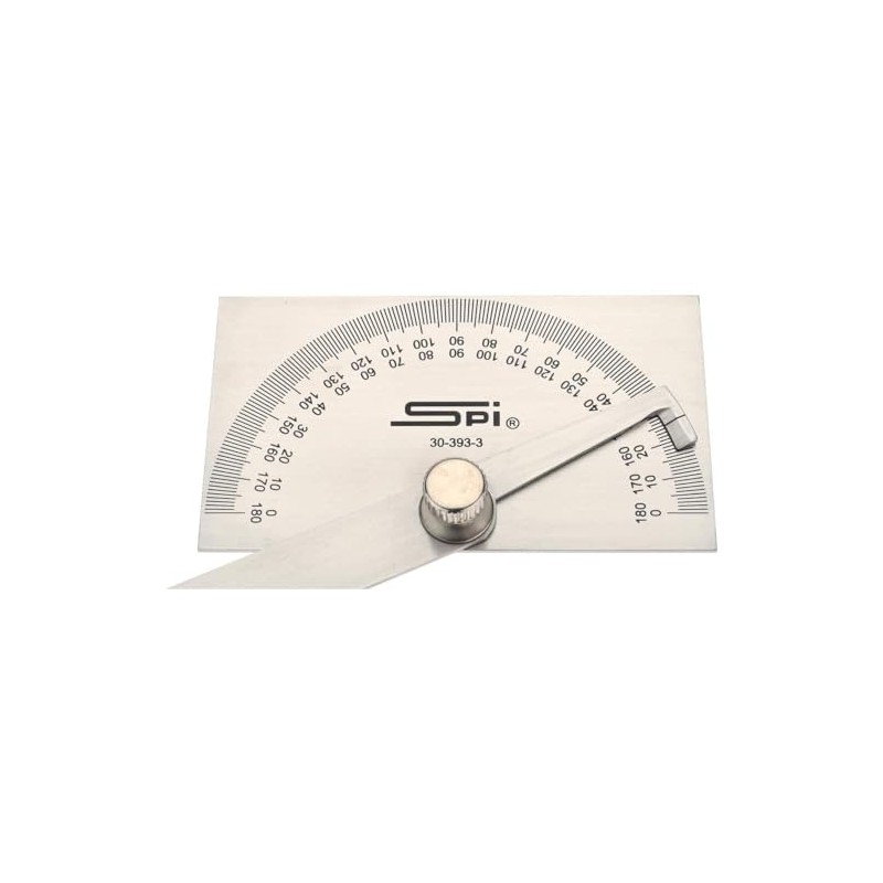 SPI 30-393-3 Rectangular Head Protractor: 6" Blade Length, 180° Measurement,