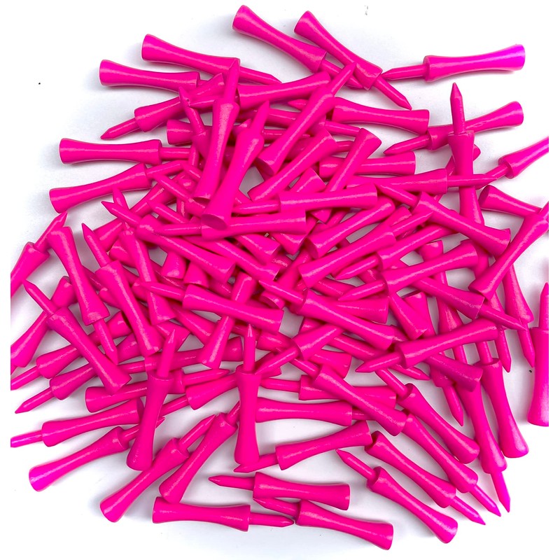 TH Golf x100 Pcs Bamboo Pink Castle Golf Tees 59mm