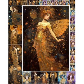 Decoupage Paper Pack (35 Sheets 6"x8") Gorgeous Elegant Faires and Beautiful Women FLONZ Vintage Illustration Pictures Cards for Decoupage, Craft and Scrapbooking