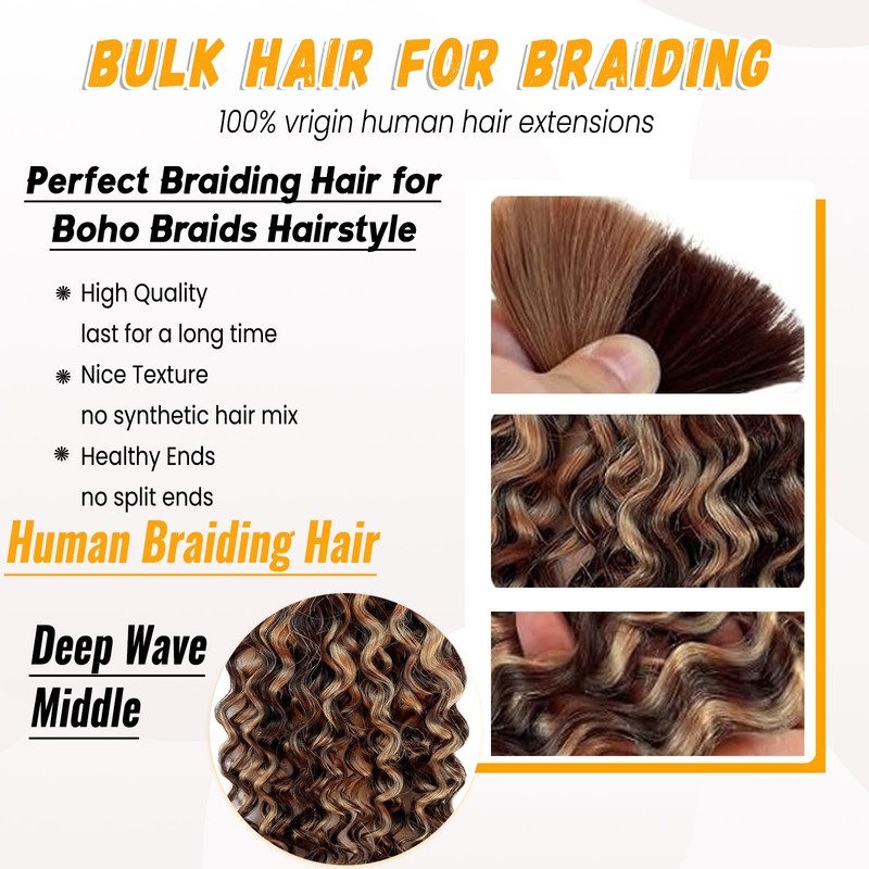 Human Braiding Hair Deep Wave Bulk Human Hair for Braiding