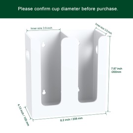 BOSSCASA Disposable Coffee Cup Dispenser with Handles, Countertop or Wall Mount Hot/Cold Drink Cup and Lid Holder - Bathroom/Kitchen/Office Acrylic Cup Lid Storage Organizer (2 Compartments, White)