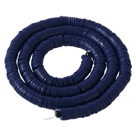 Cheriswelry 380-400pcs/strand 6mm Polymer Clay Beads Midnight Blue Environmental Flat Round Disc Spacer African Heishi Beads Strand for Jewelry Making Rainbow Bracelets Necklaces Earrings