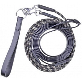 HKM Rope Leather Cob/Full Training Draw Rein - Brown