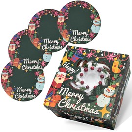 qiqee Christmas 12x12x6 Cake Box, 4Sets Christmas Cake Box with Window ＆ 4Sets 12 Inch Christmas Snow Man Cake Round Boards, 12inch Cake Containers