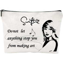 Clysburtuony Inspirational Art Canvas Makeup Bag, Music Theme Cosmetic Pouch for Travel, White (A)