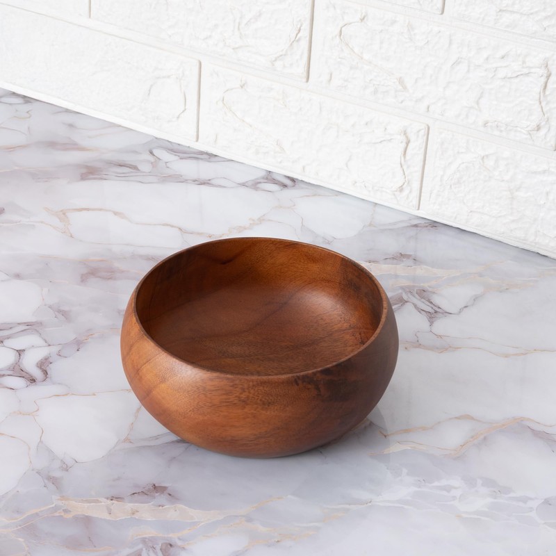 GoCraft Wooden Bowl with Matte Finish – Handcrafted Mango Wood