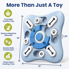 PAWSPIK Interactive Dog Puzzle Toy – Treat Dispensing Slow Feeder for Dogs, Mental Enrichment Toy with Squeaker & 16 Compartments – Durable, Non-Slip, Dishwasher Safe – Light Blue (Light Blue)