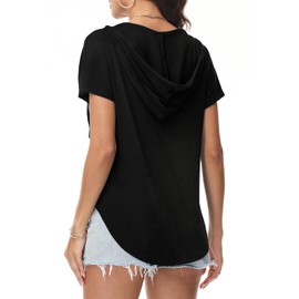 RIROW Womens Tops Hoodies Women Pullover V Neck Shirts Cap Sleeve Sweatshirt Pocket 2024 New