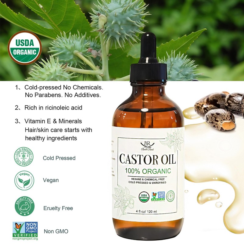 Bathrest Organic Castor Oil 100% Pure Natural Hair Oil for