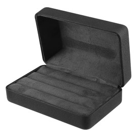 VOCOSTE Multi-Ring Box Jewelry Storage Display Stand Ring Organizer Case PU Leather Gift Box for Wedding, Engagement, Birthday - Black
