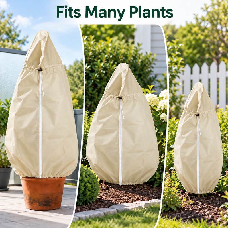 120x180cm Plant Frost Protection Cover – Non-Woven Drawstring Winter Cover