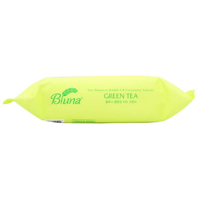 Bluna Facial Make-Up Cleansing Tissue for All Skin Types, Green