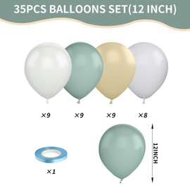 Dusty Blue Balloons,12 Inchs Baby Blue White Apricot Neutral Balloons for Birthday, Bridal Shower Baby Shower Wedding Party Decoration