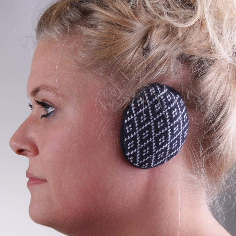 Earbags Leather Ear Muffs, Ear Flaps, Ear Warmers, blue, m