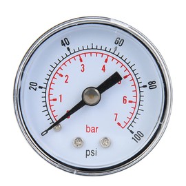 Mechanical Pressure Gauge Measuring Tool 1/8 Inch BSPT Back Connection for Air/Oil/Water Measurement (0-100 psi, 0-7bar)