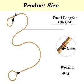 Dog Slip Lead, Light Weight and Durable Dog Training Leash Rope to Stop Pulling,Easy to Slip On,No Collar or Harness Needed, 135cm Long Adjustable Pet Lead Leash for Small Dogs(Brown)