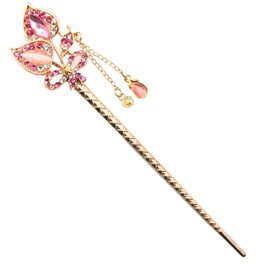 Miaomyao Kanzashi Kanzashi Hair Hair Ornament, One Piece Kimono, Tsumatsu, Hair Ornament, Metal, Pair, Couple, Tulip, Flower, Ribbon, Motif, Pink Gold, Hair Accessory (Pink)