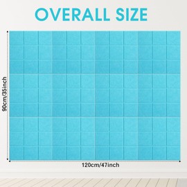 Honoson 12 Pack 48 x 36 Inches Large Cork Board Felt Wall Tiles with Safe Adhesive Large Decorative Vision Wall Board for Walls Home Office(Lake Blue)