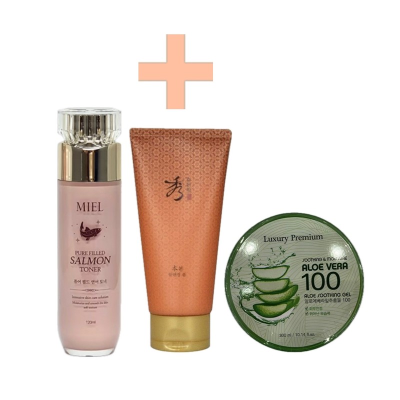 Miel Pure Field Salmon Toner 120ml+Sooryehan Cleansing Foam 100ml+Soothing Gel