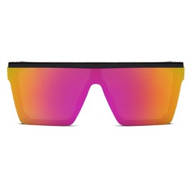 YAMEIZE Vintage Flat Top Rectangle Oversized Sunglasses - for Women Men Big Frame UV400 Protection Trendy Square Glasses Outdoor.., Purple pink