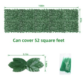 Artificial Ivy Privacy Fence Screen, 47x158 in(52 sqft) Artificial Faux Ivy Hedge Leaf and Vine, Grass Wall Greenery Backdrop Wall for Balcony Indoor Ourdoor Garden Fence (40 PCS)