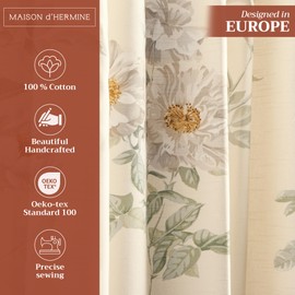Maison d' Hermine Curtains for Living Room 100% Cotton 124 inch Length One Panel Light Filtering Curtains for Windows Rod and Loop Pockets Gifts for Mothers Day (Villette - Dove Grey, 50" W x 124" L)