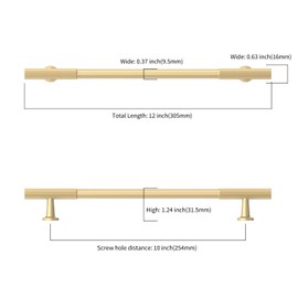 Asidrama 10 Pack 10 Inch(254mm) Brushed Gold Cabinet pulls Kitchen Cabinet Handles, Cabinet Pulls Kitchen Cabinet Hardware for Cupboard Drawer Pulls