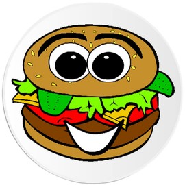 Smiling Cheeseburger - 3 Pack Circle Stickers 3 Inch - Hamburger Food Cute