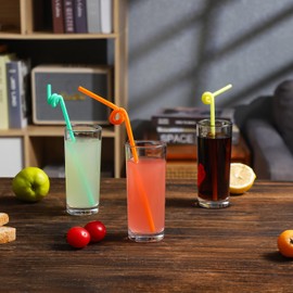 Individually Wrapped [100 Pack] 10.24" High Extra Long Flexible Plastic Straws, Disposable Drinking Straws, Colorful Bendy Straws - Assorted Colors