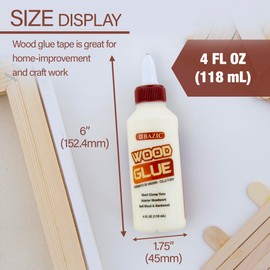 BAZIC Products Wood Glue 4 Oz. (118 mL), Natural Color Super Strong Bond Adhesive, for Home Improvement Woodwork Softwood & Hardwood, 12-Pack