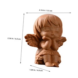 BESTonZON Wood Carving Model Angel Figures Small Angel Handmade Model Statue The Garden Angel Outdoor Wooden Craft Mini Desktop Ornament Khaki Wood