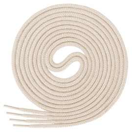 Di Ficchiano Round Shoelaces, Round Laces Made of 100% Cotton, Tear-Resistant, Diameter 3-4 mm, Lengths 45-200 cm, ecru