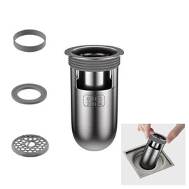 QruiLanTu Odor Proof Floor Drain Core，Shower Floor Drain Backflow Preventer，U-Shape 304Stainless Steel Drain Filter，Prevents Odors from Backing up into bathrooms and Kitchens(Depth 3.34Inch)