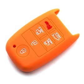 LIGHTKOREA 6 Button Silicone fob Remote Smart Key Case Protector Cover 1Pcs Compatible with Kia Sedona Carnival 2015 2019 (Orange)